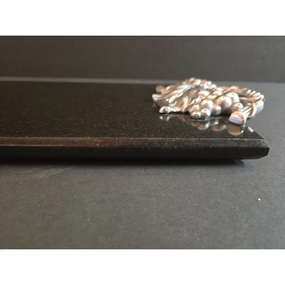 Arthur Court Marble Cheese Cutting Board Pewter Grapes Black Speckled Tray 11